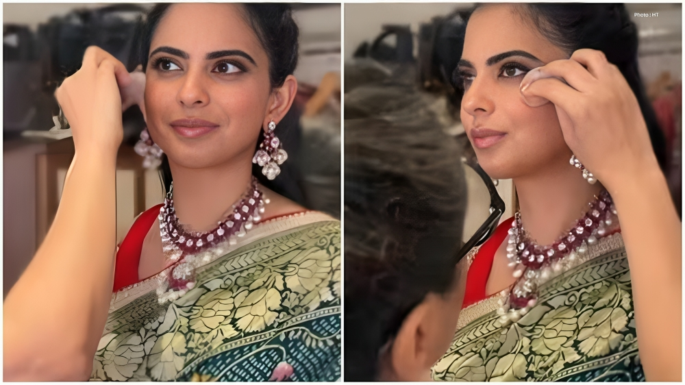 Isha Ambani showcases ruby-and-diamond necklace at Ambani Diwali 2025