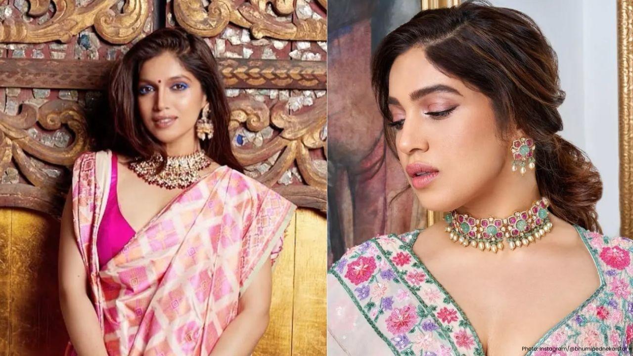 Bhumi Pednekar wears 6.87 lakh Kanjeevaram to Mumbai reception