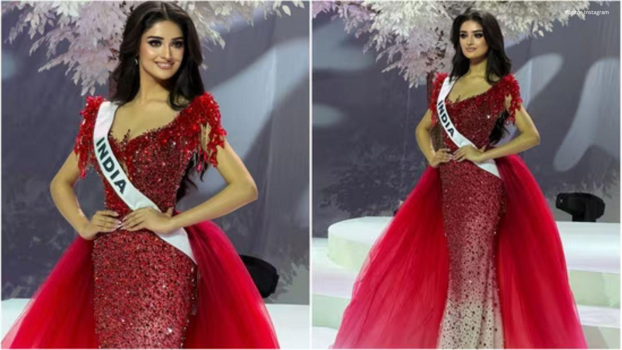 Manika Vishwakarma Garners Praise in Ruby Gown at Miss Universe 2025 in Bangkok