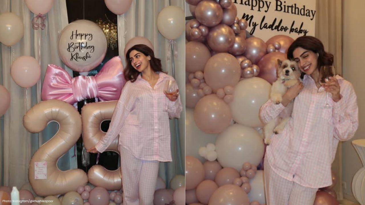 Khushi Kapoor Marks 25th Birthday with Pink-Themed Gathering