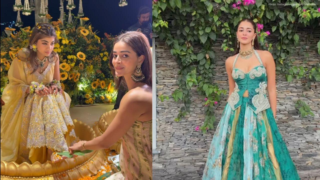 Ananya Panday Shines in Elegant Green Lehenga at Wedding