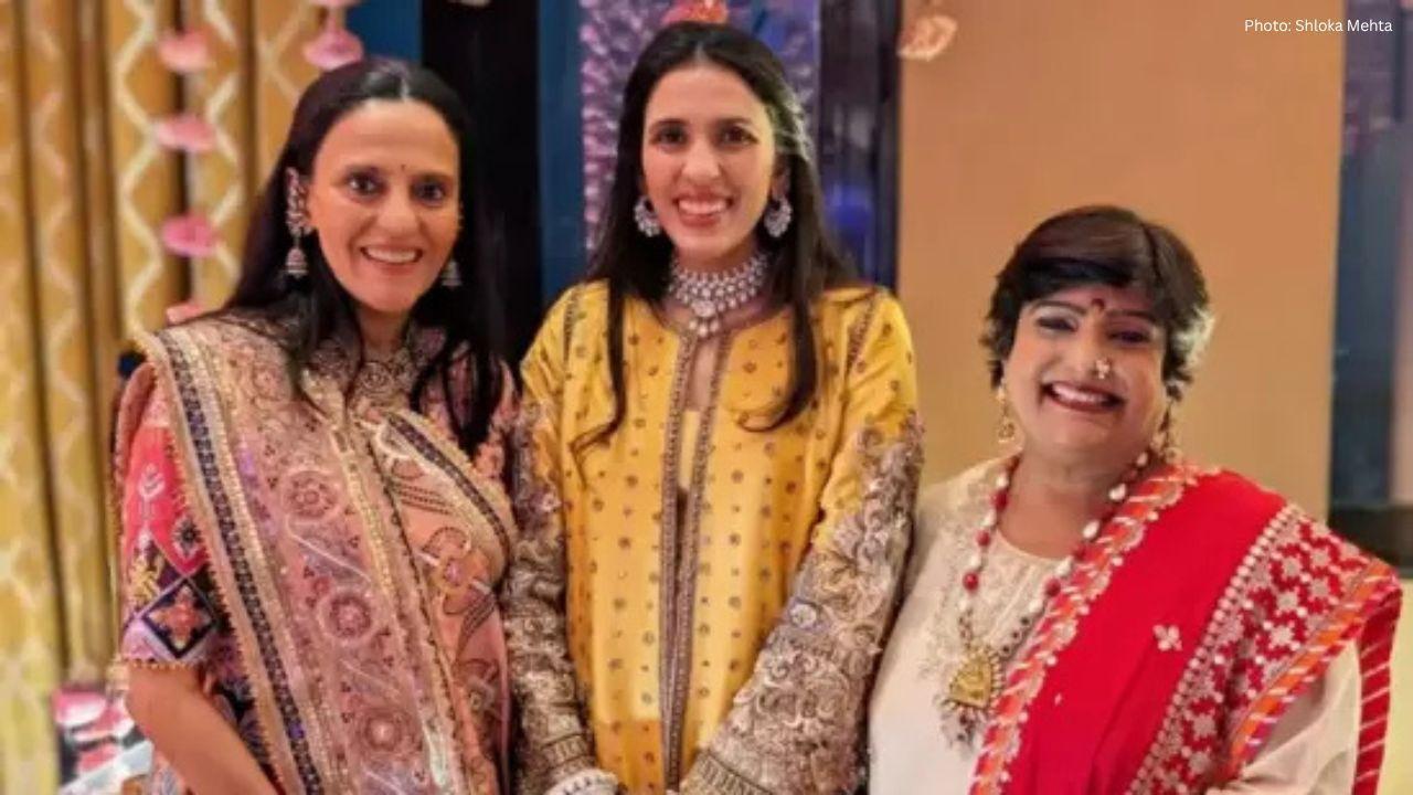 Shloka Mehta Dazzles in a Yellow Contemporary Ethnic Ensemble at Wedding with Her Mother