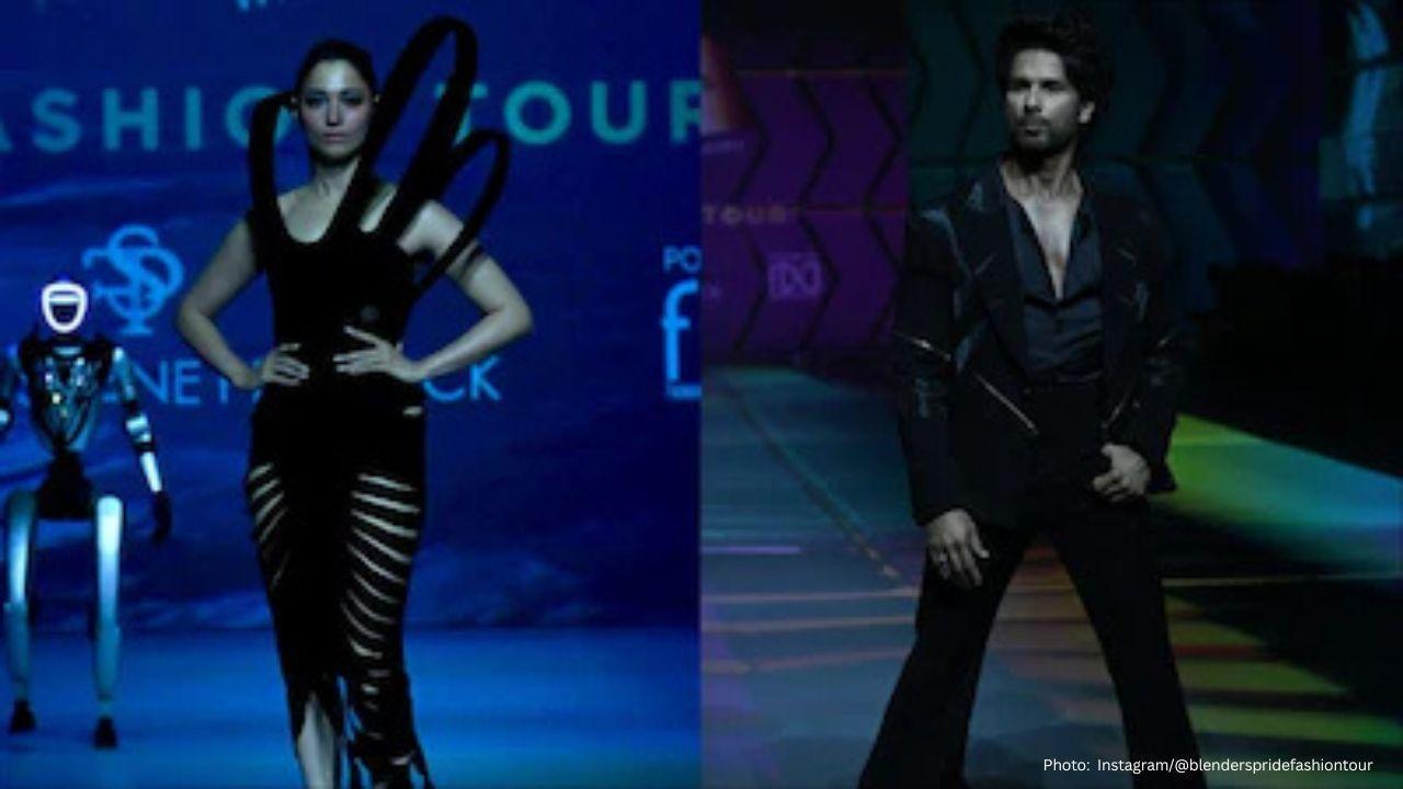 Tamannaah Bhatia and Shahid Kapoor Dazzle at Falguni Shane Peacock's Tech-Infused Fashion Extravaganza