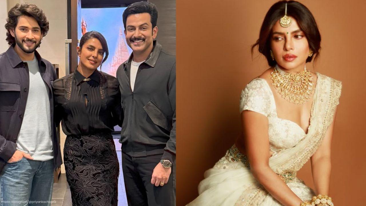 Prominent Stars Priyanka, Mahesh Babu, and Prithviraj Unite for Varanasi Promotions