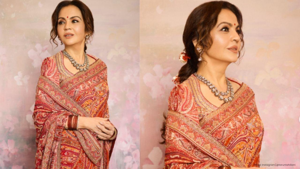 Nita Ambani Dazzles in Traditional Jamawar Saree at Temple Event