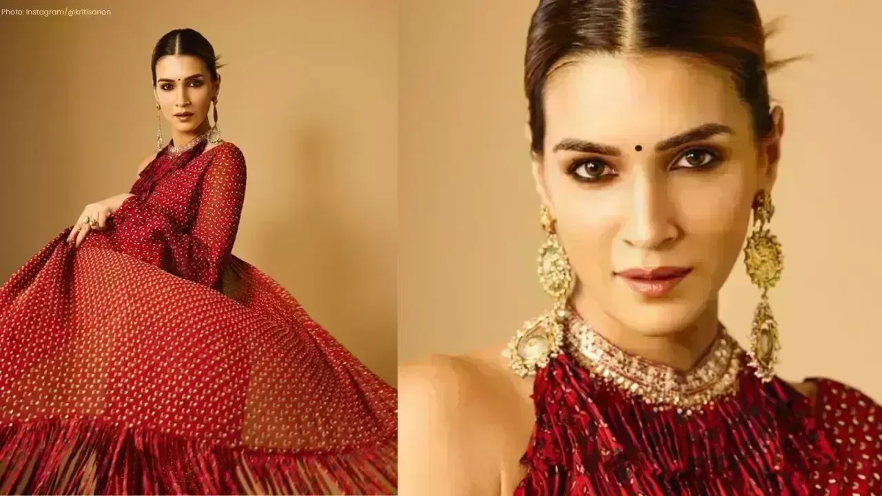 Kriti Sanon's Red Saree Steals the Show at Tere Ishk Mein Promotion