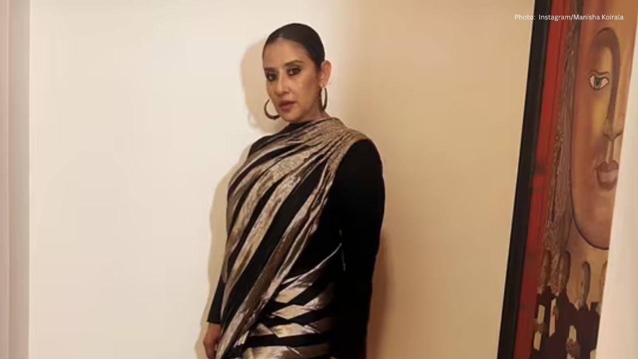 Manisha Koirala Shines in Gold-Black Saree at Her Latest Public Appearance