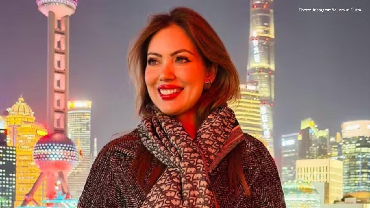 Munmun Dutta Shines in Sparkly Robe Dress During Her Stunning Shanghai Trip