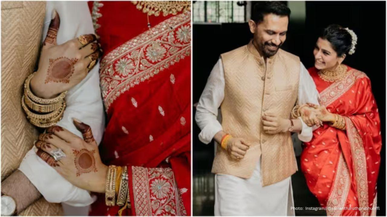 Samantha Ruth Prabhu Stuns with Unique Geometric Wedding Ring and Elegant Bridal Look