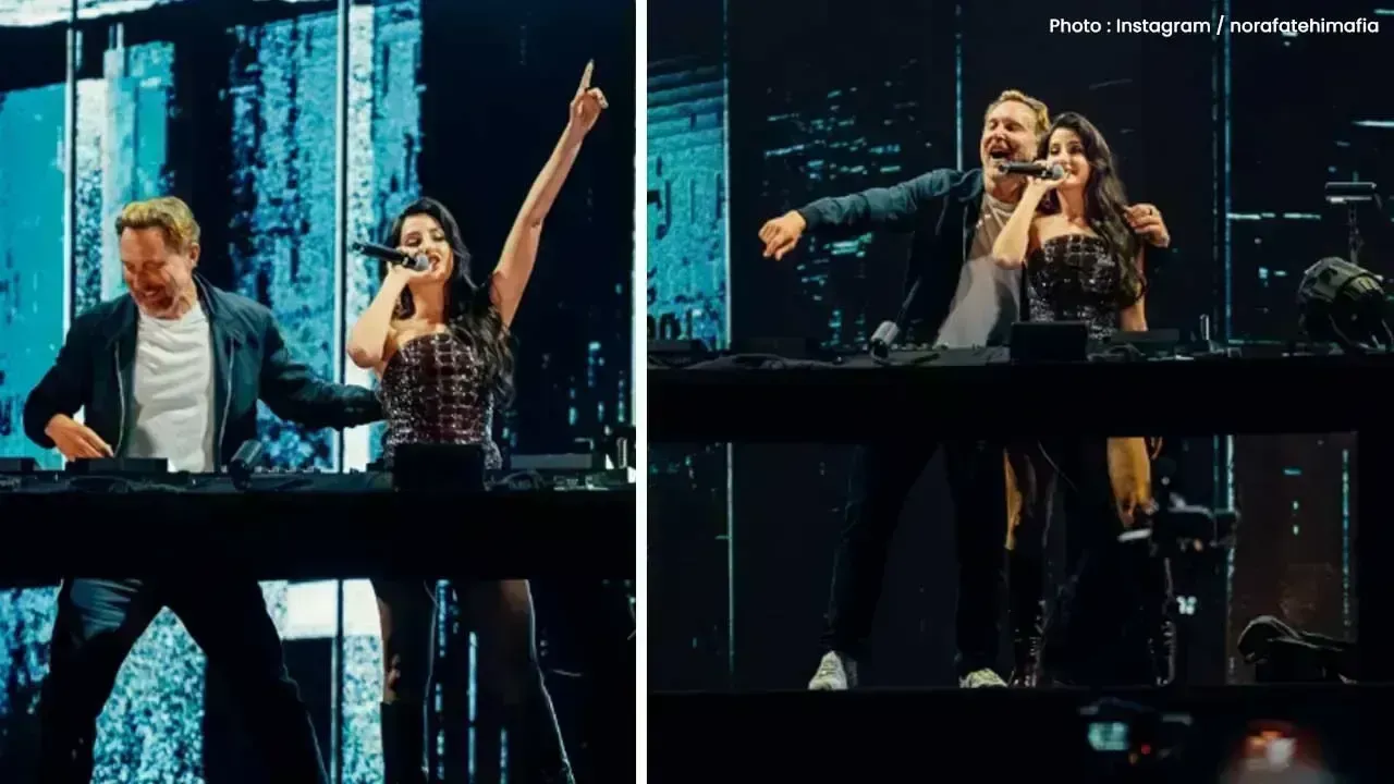 David Guetta and Nora Fatehi Preview New Track at Mumbai Concert