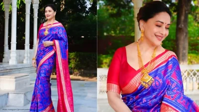 Madhuri Dixit Exudes Timeless Elegance in a Handloom Saree at 58