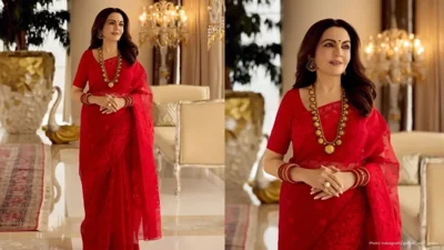 Nita Ambani Charms in a Red Saree During Siddhivinayak Temple Visit