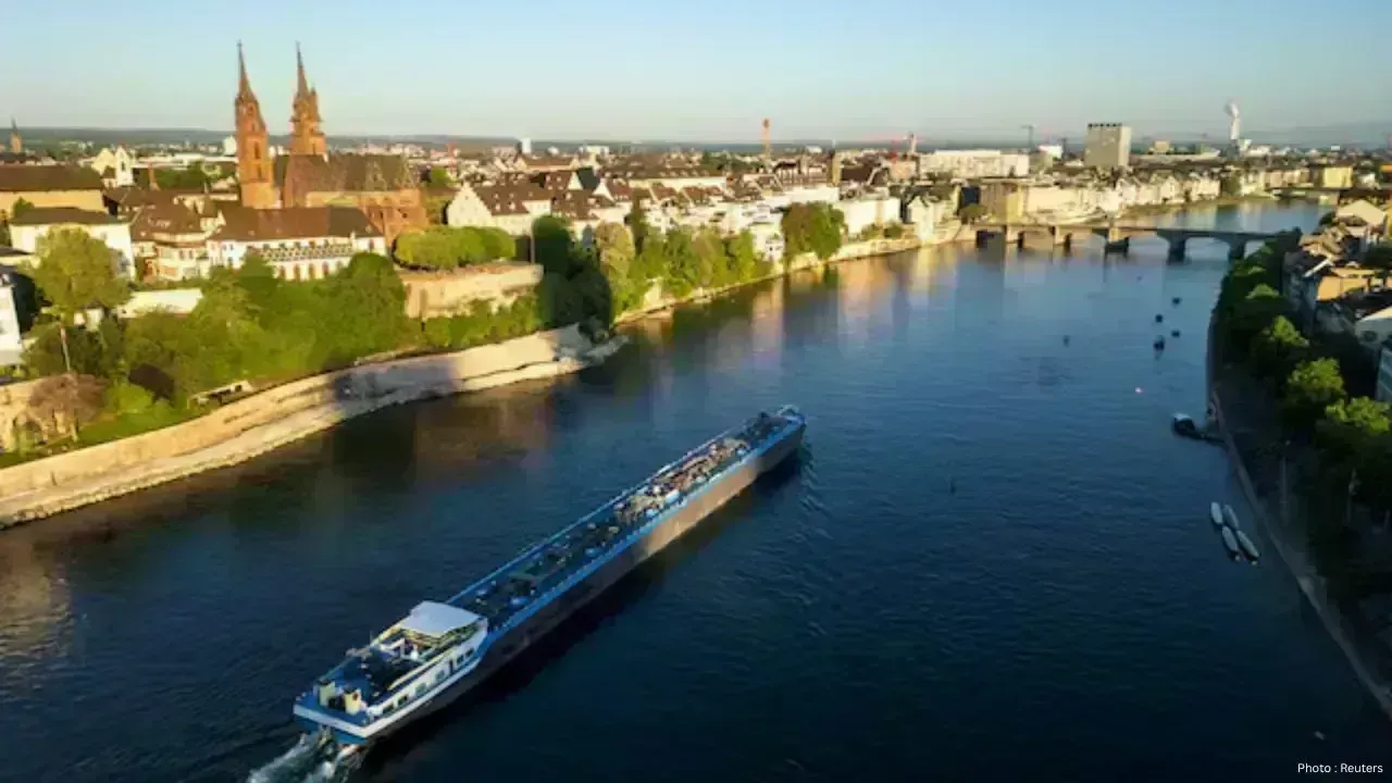 Rhine River Water Levels Rise After Rain in Germany